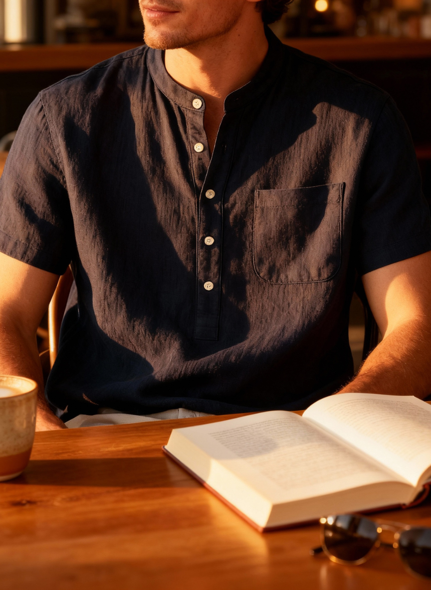 Lightweight and Cool Cotton Linen Shirt - Solid Color, Versatile