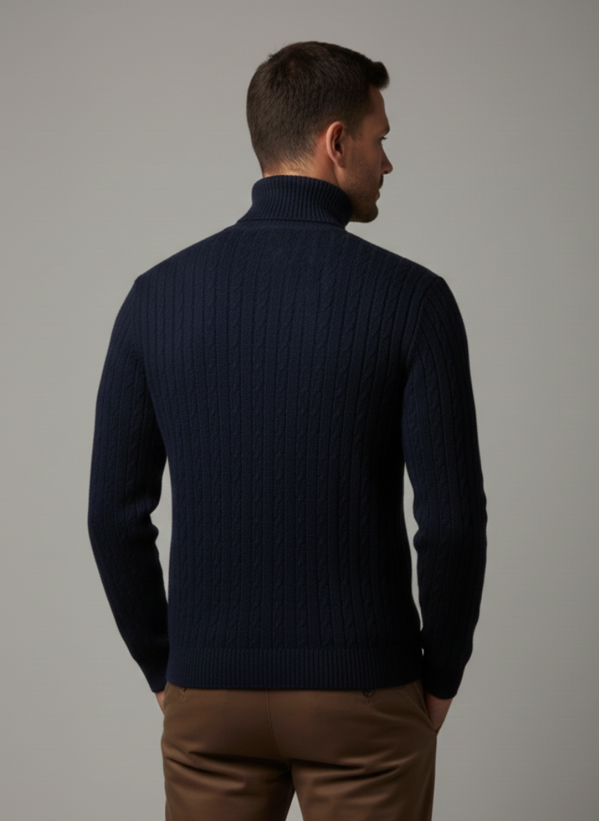 Men's Turtleneck Sweater, Warm Knit Pullover, Casual Winter