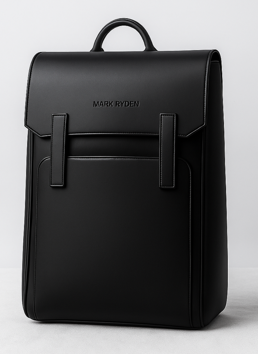 Men's Black Leather Executive Backpack - Laptop and Work