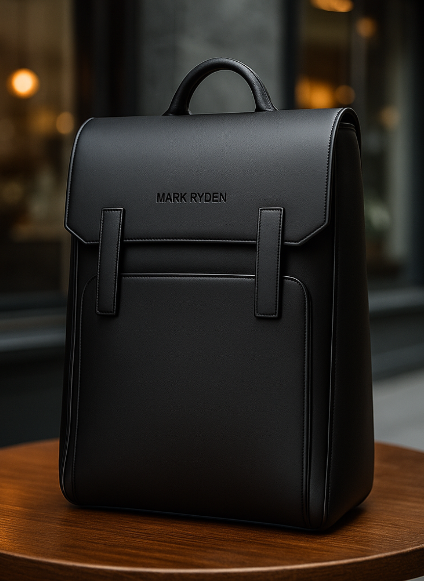 Men's Black Leather Executive Backpack - Laptop and Work