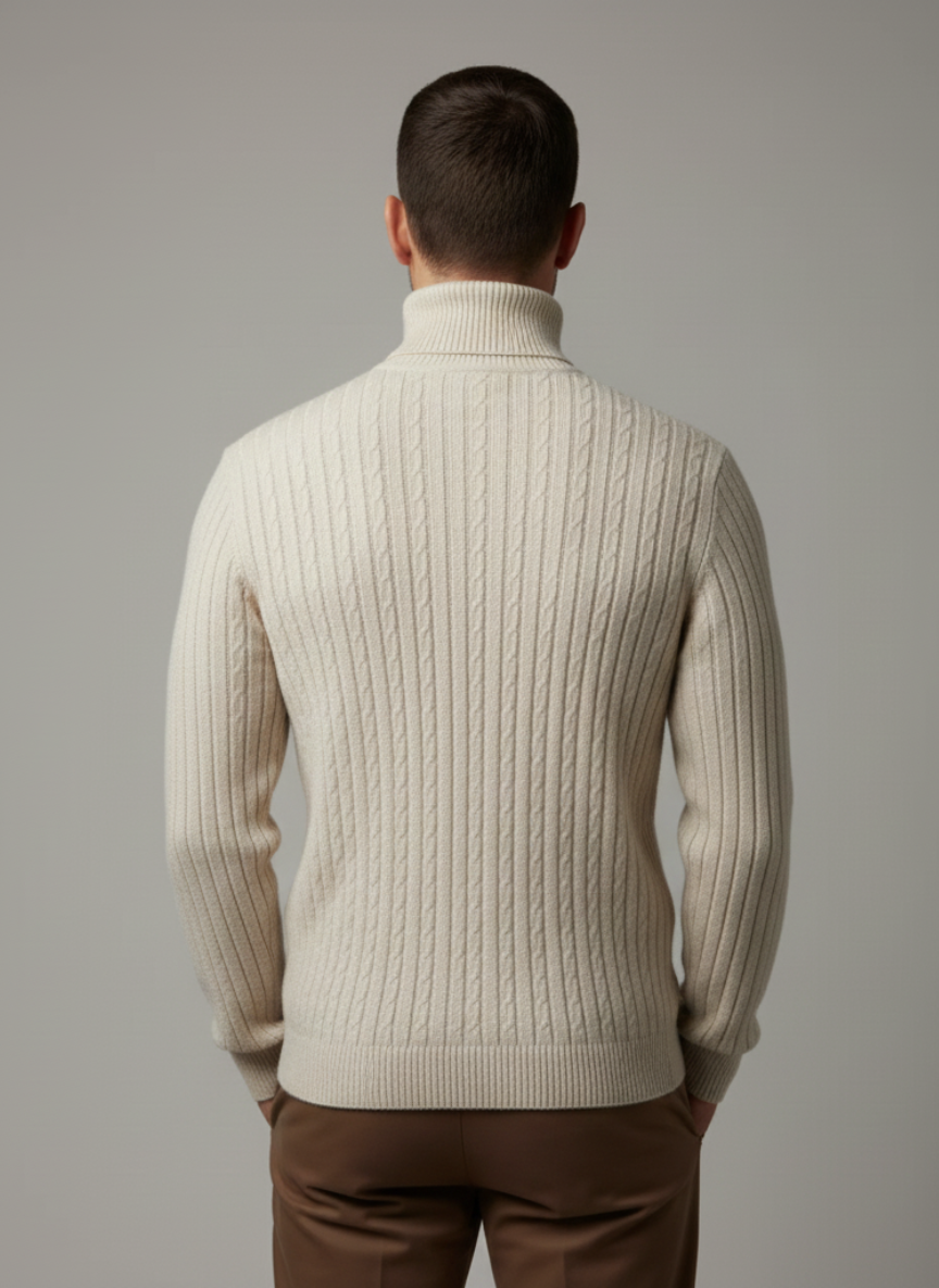 Men's Turtleneck Sweater, Warm Knit Pullover, Casual Winter