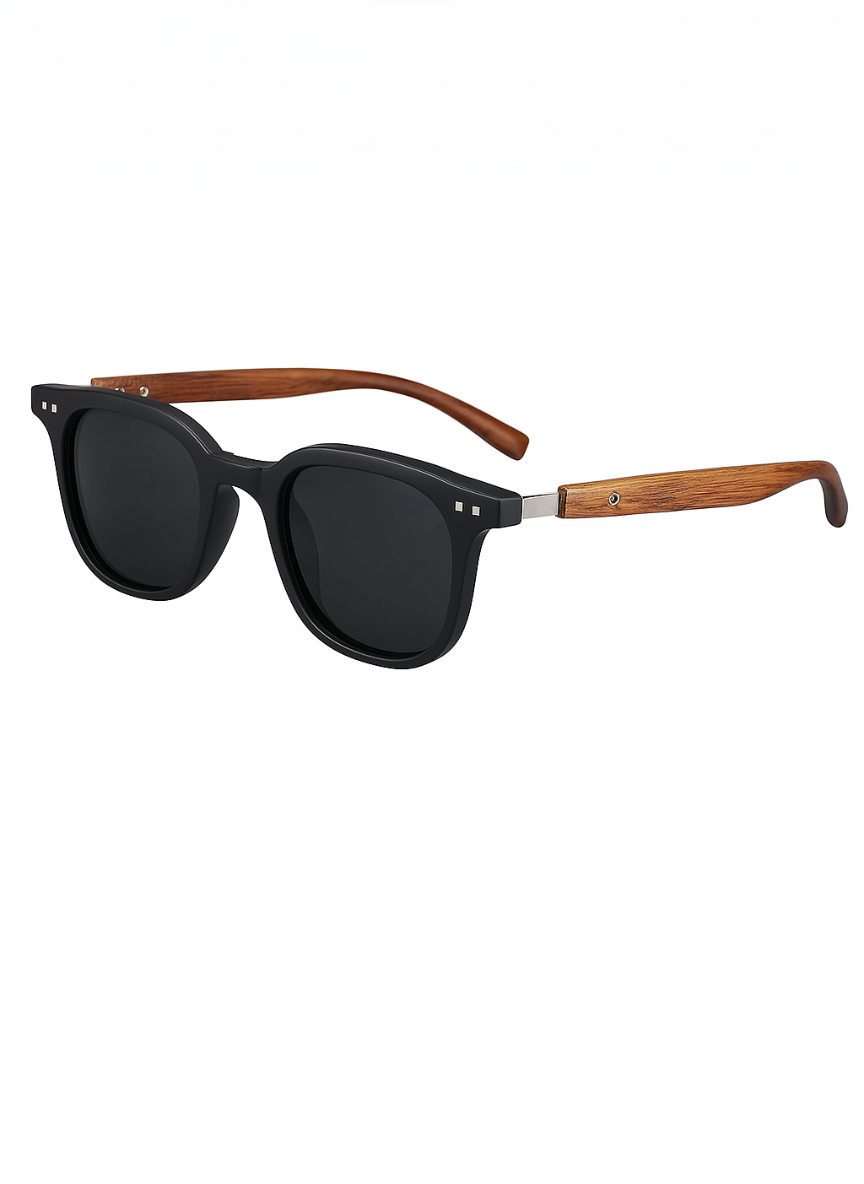 Vintage Wooden Frame Sunglasses - Polarized Lenses (Coating)