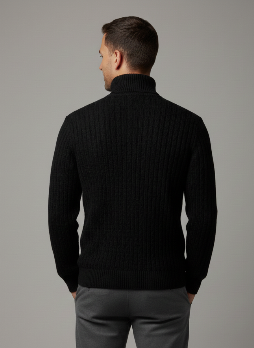 Men's Turtleneck Sweater, Warm Knit Pullover, Casual Winter