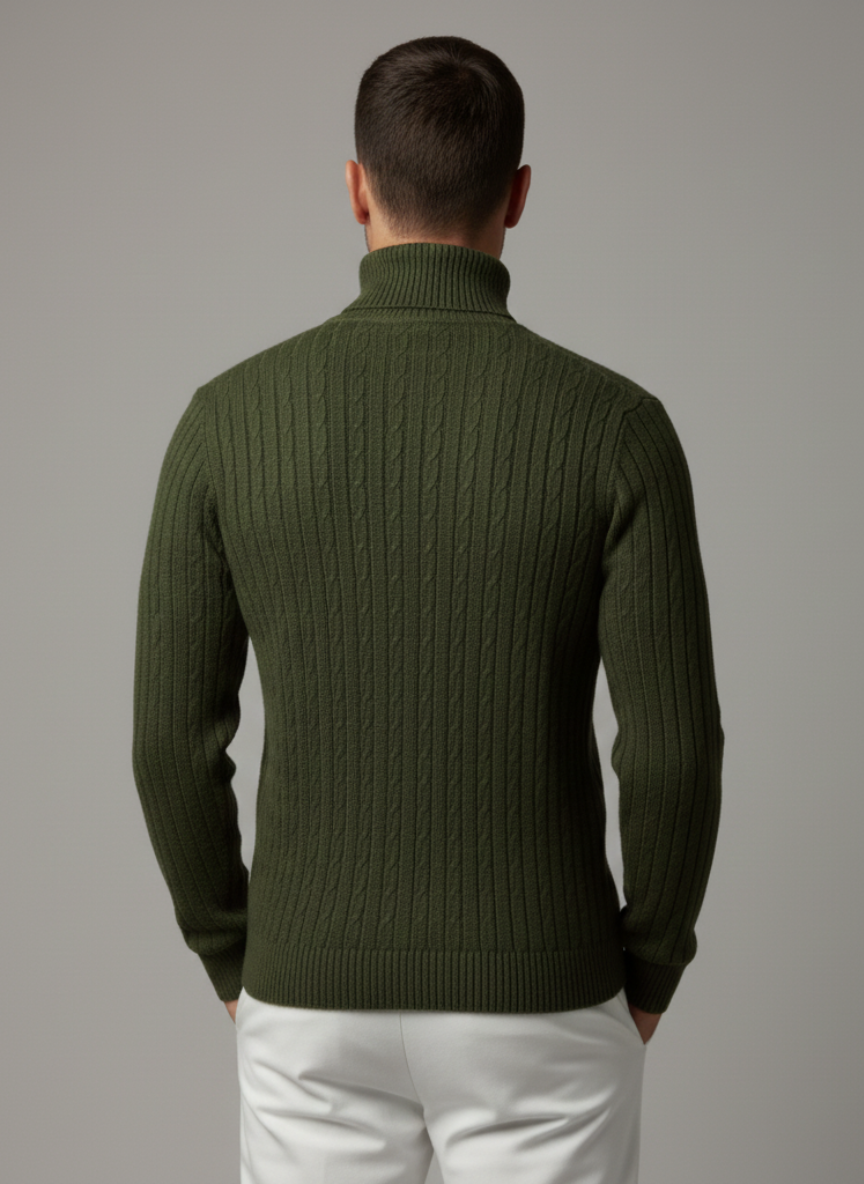 Men's Turtleneck Sweater, Warm Knit Pullover, Casual Winter