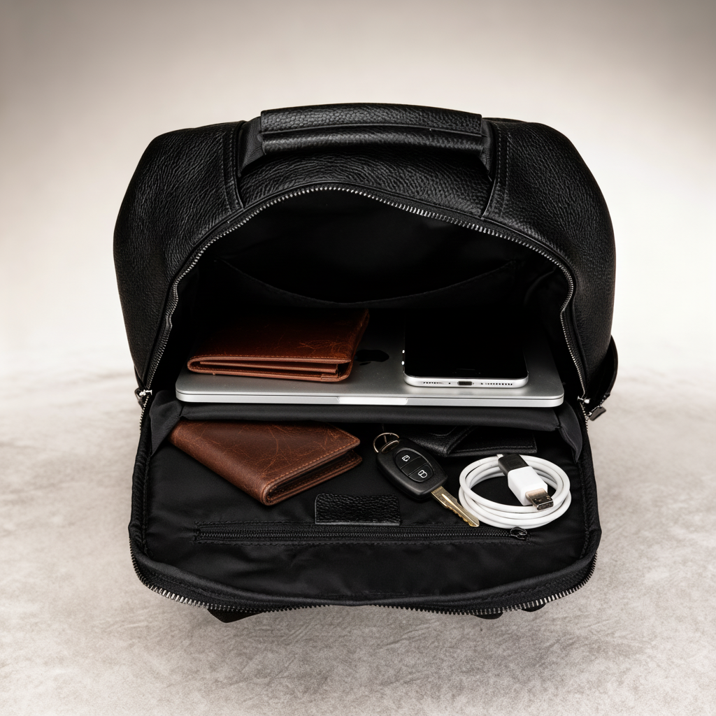 Men's Genuine Leather Laptop Backpack