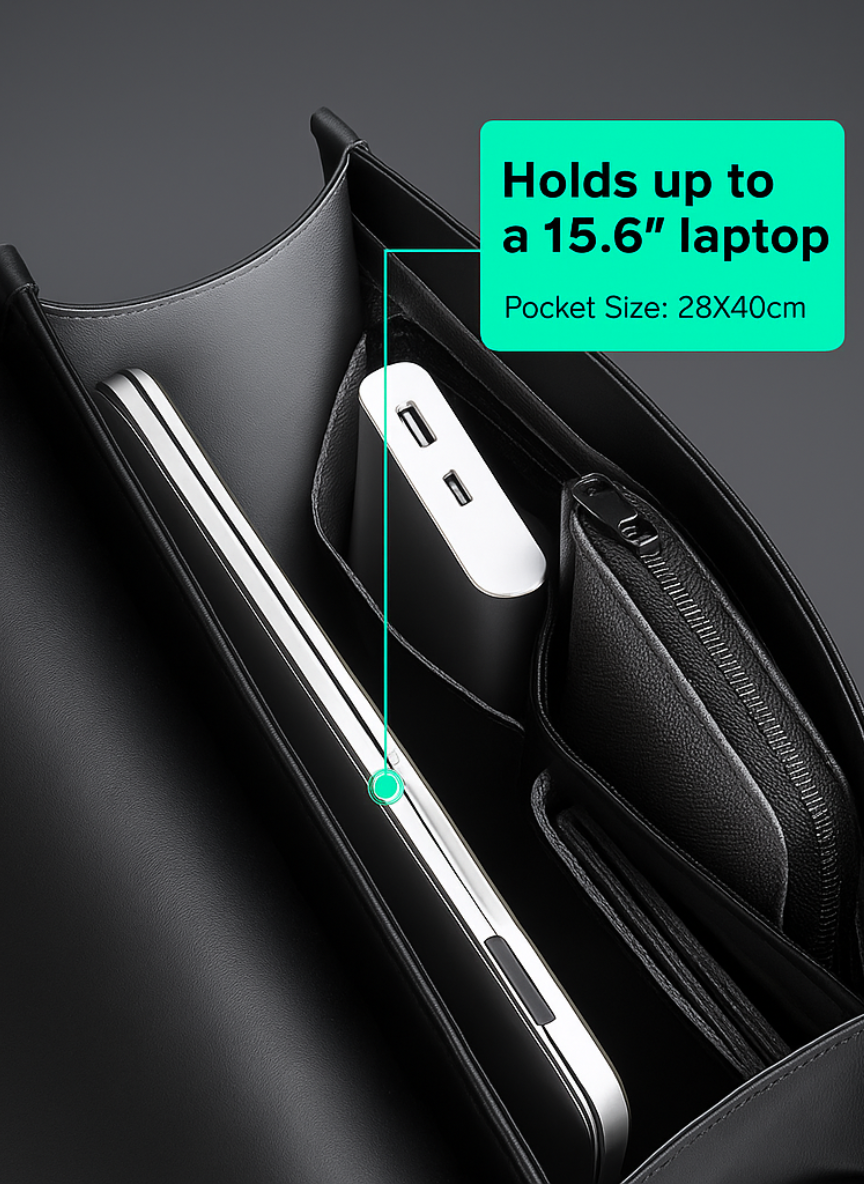 Men's Black Leather Executive Backpack - Laptop and Work