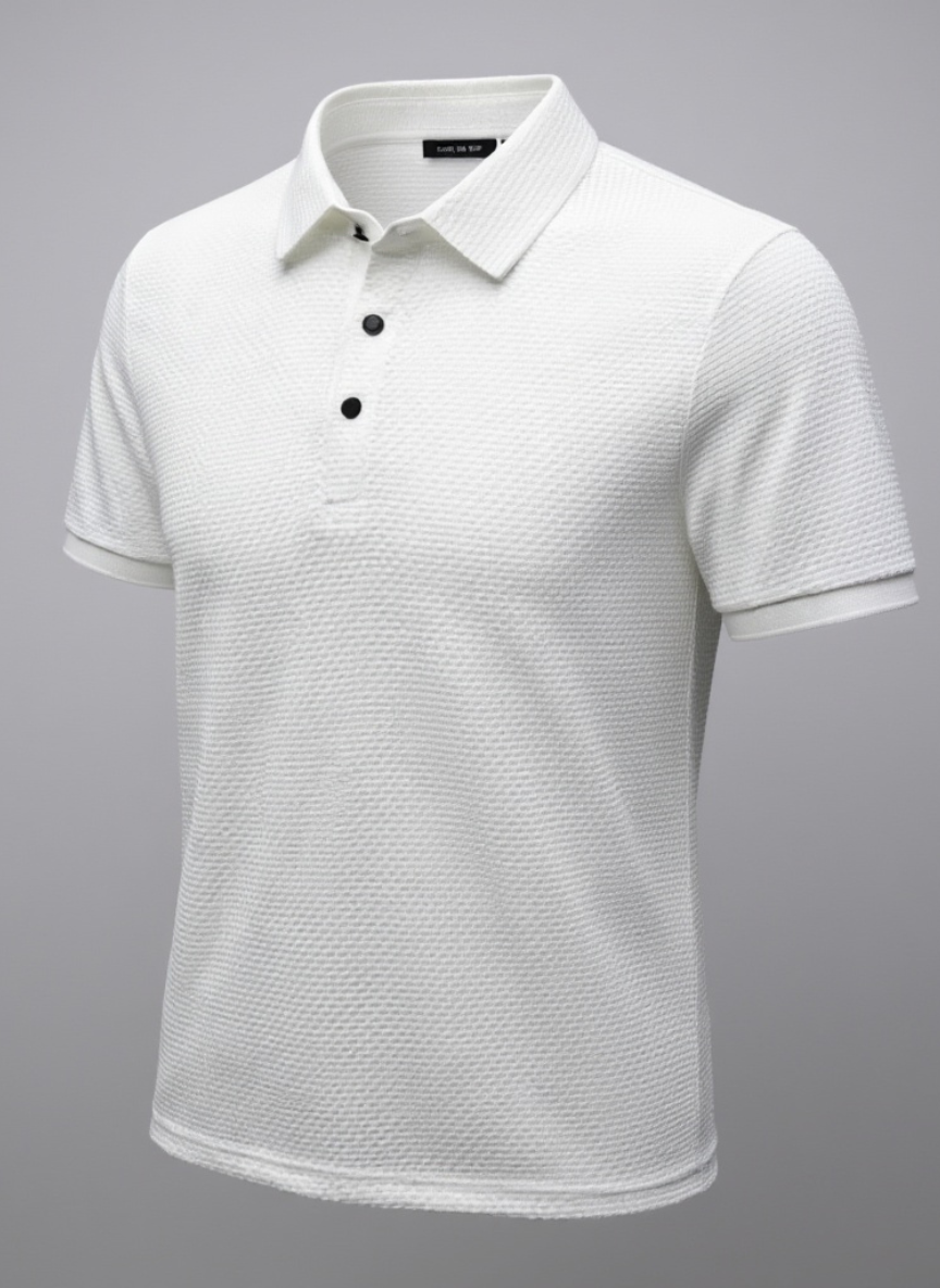 Men's Executive Polo Shirt - Textured Fabric, Stylish and Structured Collar