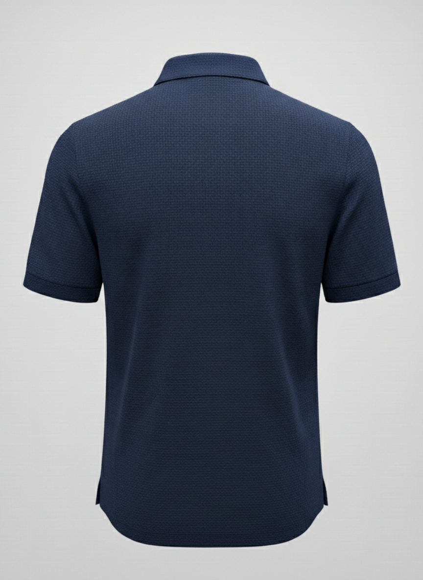 Men's Executive Polo Shirt - Textured Fabric, Stylish and Structured Collar