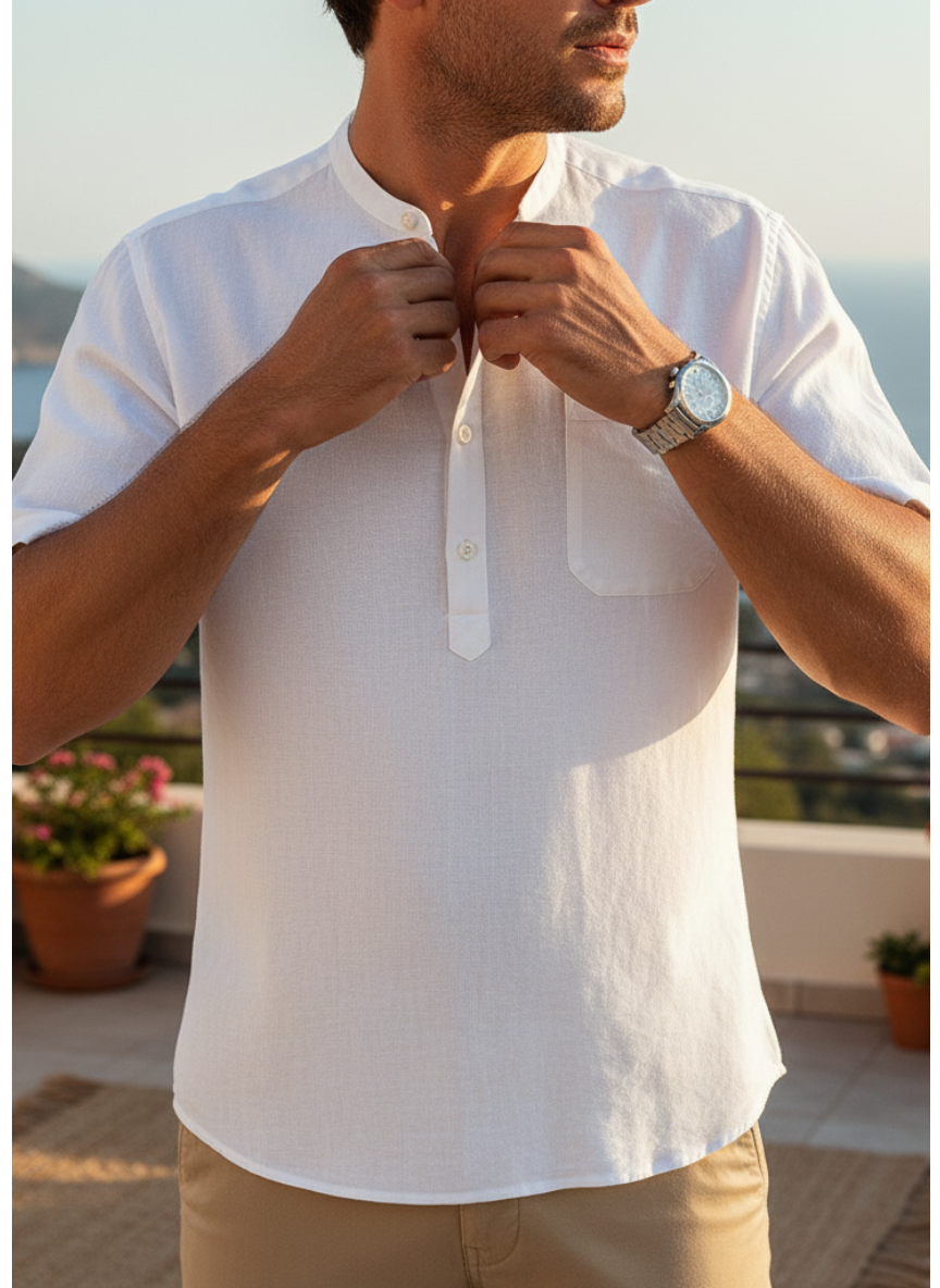 Lightweight and Cool Cotton Linen Shirt - Solid Color, Versatile
