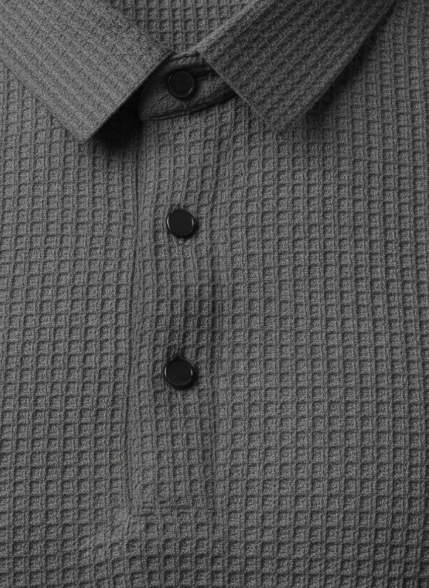 Men's Executive Polo Shirt - Textured Fabric, Stylish and Structured Collar