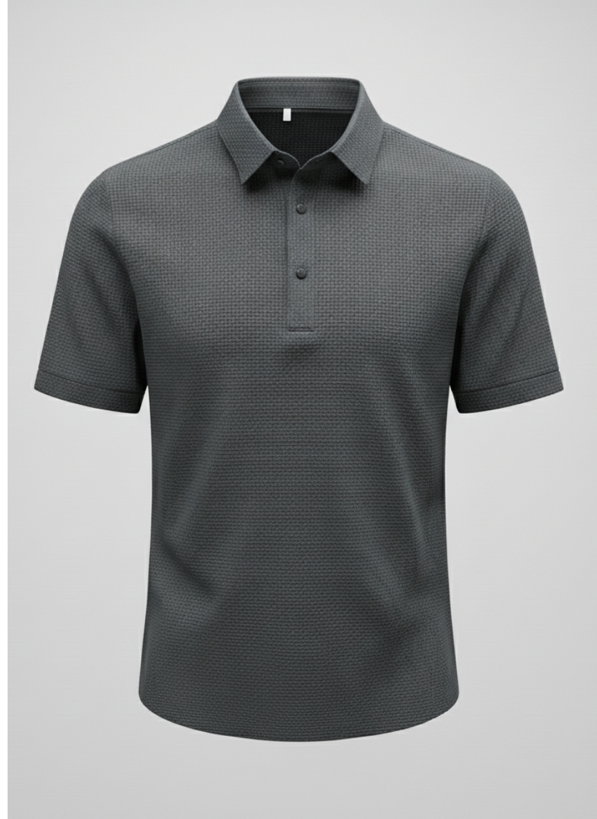 Men's Executive Polo Shirt - Textured Fabric, Stylish and Structured Collar