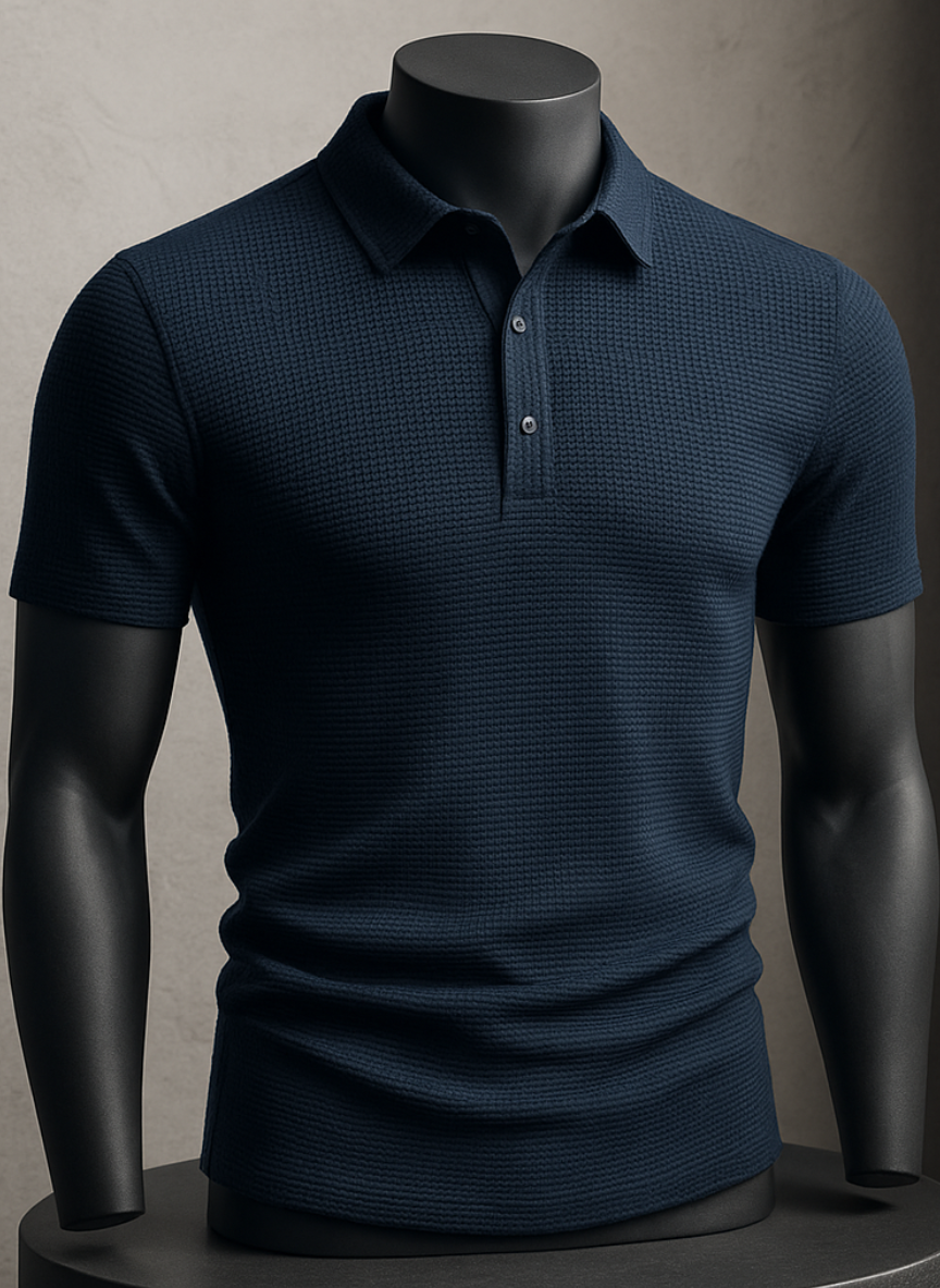 Men's Executive Polo Shirt - Textured Fabric, Stylish and Structured Collar