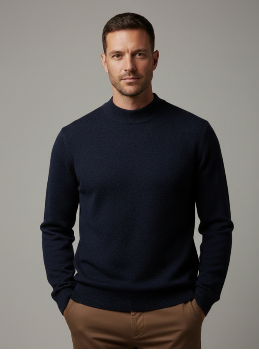 Men's Turtleneck Sweater, Fine Knit, Winter Casual