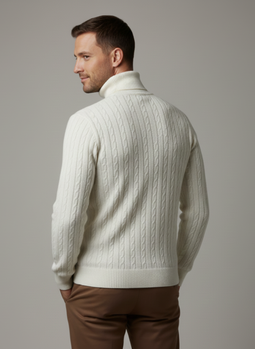 Men's Turtleneck Sweater, Warm Knit Pullover, Casual Winter