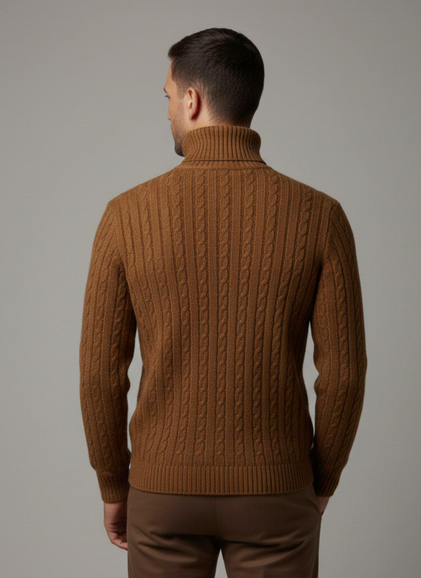 Men's Turtleneck Sweater, Warm Knit Pullover, Casual Winter