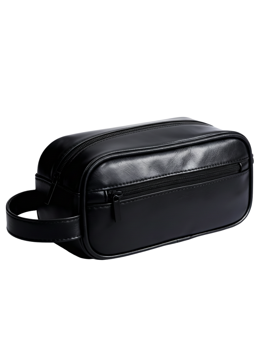 Large Capacity Leather Toiletry Bag - Multiple Pockets and Portable