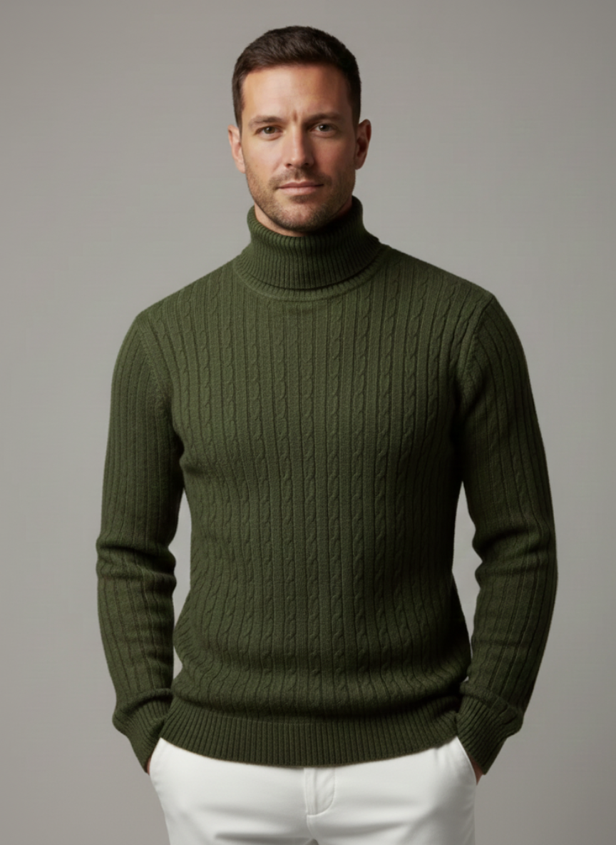 Men's Turtleneck Sweater, Warm Knit Pullover, Casual Winter