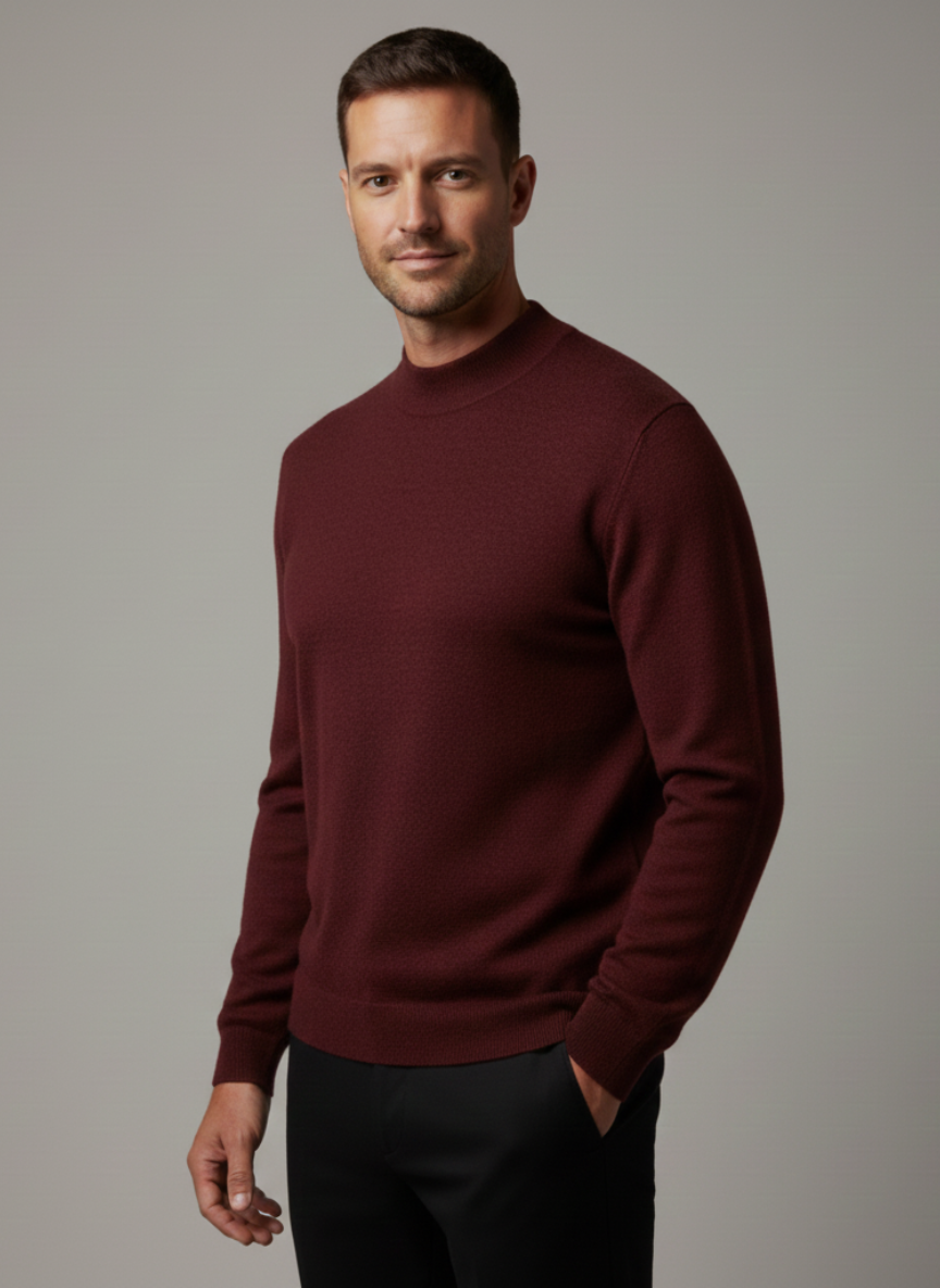 Men's Turtleneck Sweater, Fine Knit, Winter Casual