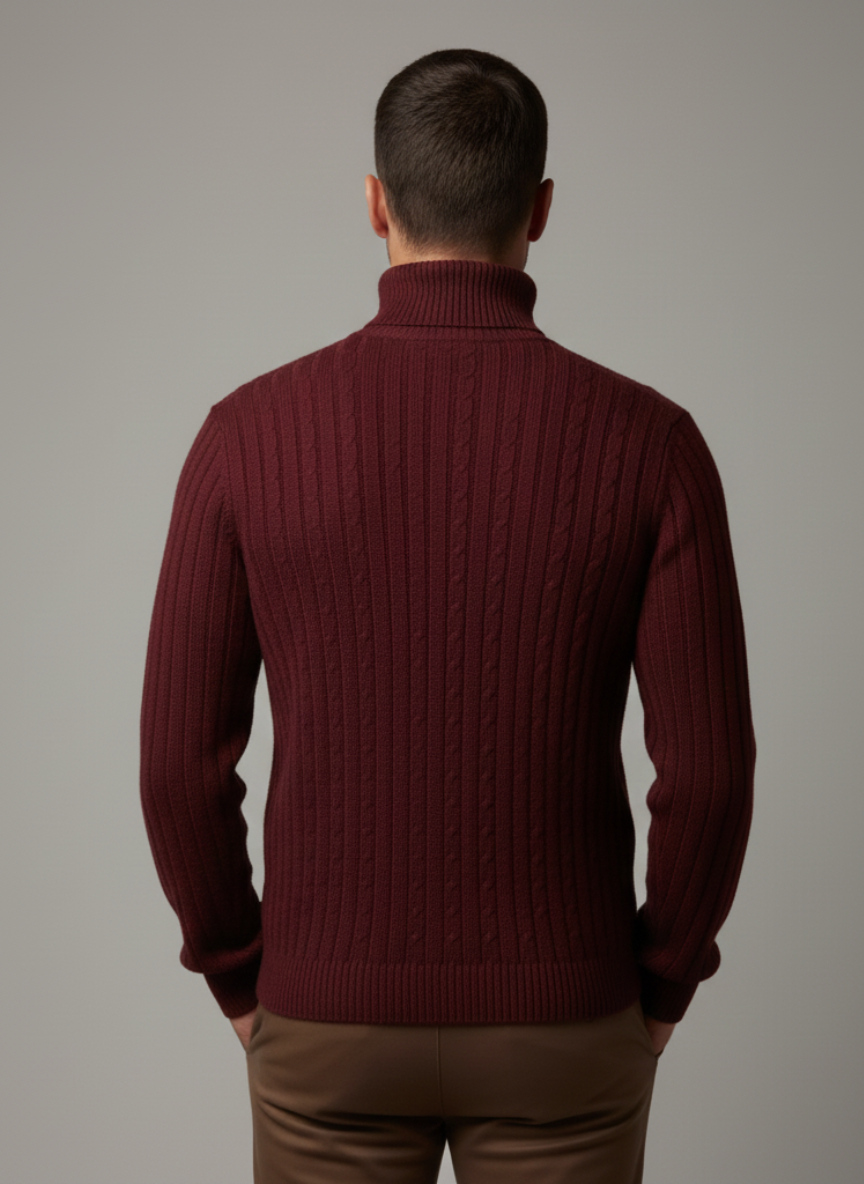 Men's Turtleneck Sweater, Warm Knit Pullover, Casual Winter