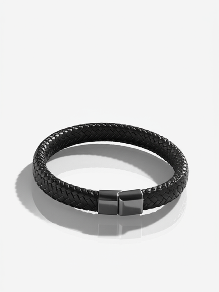Elegant Black PU Leather Magnetic Bracelet for Men – The Perfect Gift